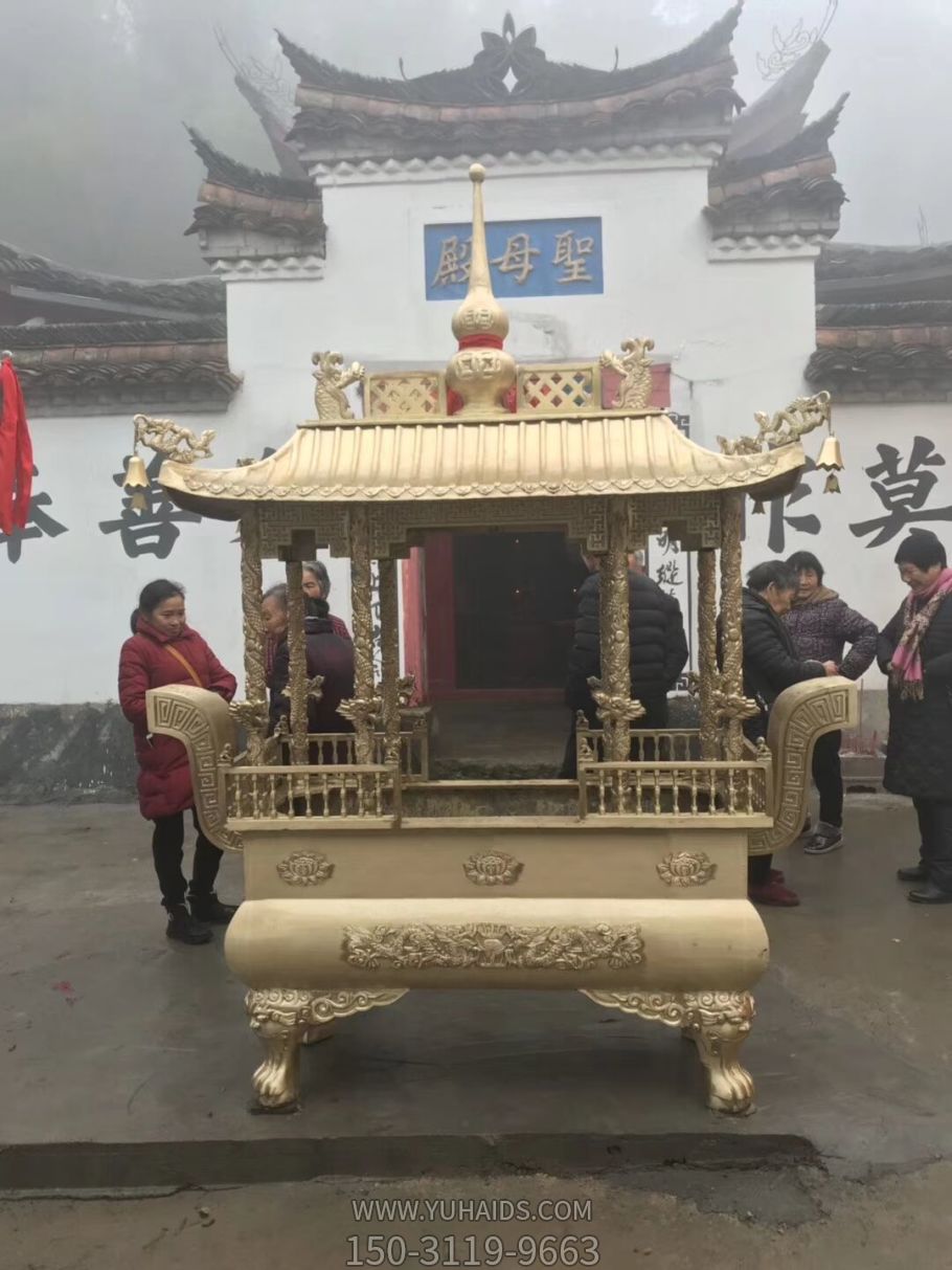 祠堂道觀(guān)上香祈福鍍金香爐雕塑