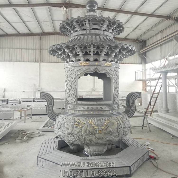 大理石石雕戶(hù)外園林寺廟香爐雕塑