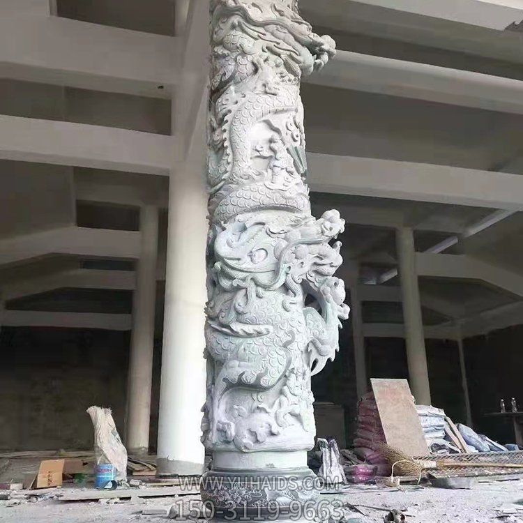 戶(hù)外景區盤(pán)龍石柱雕塑