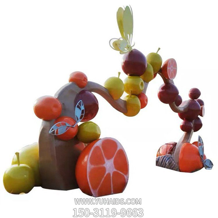 果蔬植物門(mén)口 游樂(lè )園門(mén)頭 玻璃鋼卡通水果造型雕塑