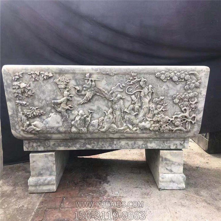 天然石材花崗巖浮雕人物長(cháng)形水槽別墅裝飾石槽雕塑