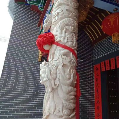 景區大型盤(pán)龍柱 氣勢雄厚奪目大型擺件園林景觀(guān)石雕龍柱雕塑