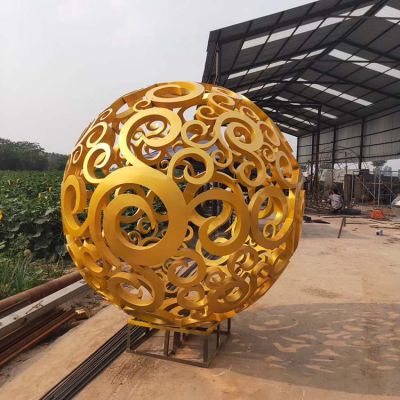 大型園林景觀(guān)不銹鋼鏤空球雕塑
