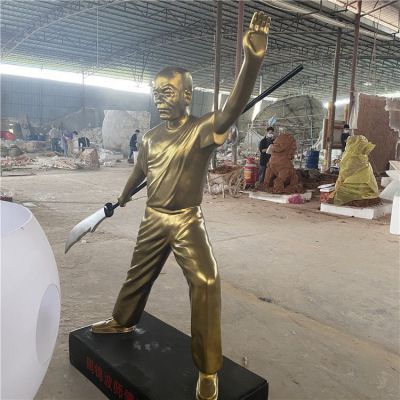 玻璃鋼仿銅戶(hù)外園林景觀(guān)練武的人物景觀(guān)