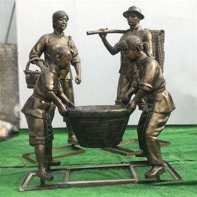 情景小品玻璃鋼仿銅人物景觀(guān)擺件