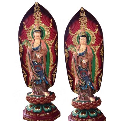 寺廟玻璃鋼大型景觀(guān)裝飾品擺件佛像三圣雕塑