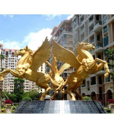 戶(hù)外廣場(chǎng)大型鑄銅噴金烤漆飛馬景觀(guān)