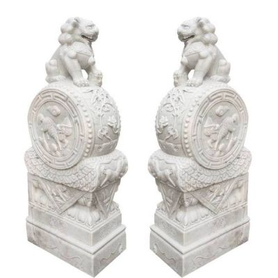 大理石石雕工廠(chǎng)企業(yè)大型浮雕獅子鎮宅招財獅子雕塑
