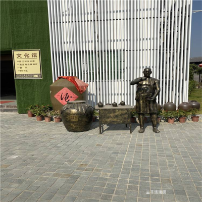 玻璃鋼仿銅人物雕塑，酒文化系列之賣(mài)酒場(chǎng)景雕塑