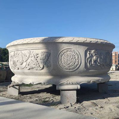 戶(hù)外景區大理石種花養魚(yú)魚(yú)缸老石槽