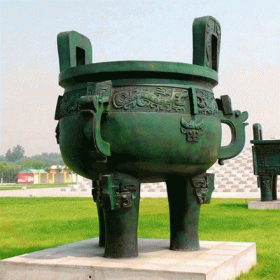 青銅鼎，兩耳三足圓鼎景觀(guān)雕塑
