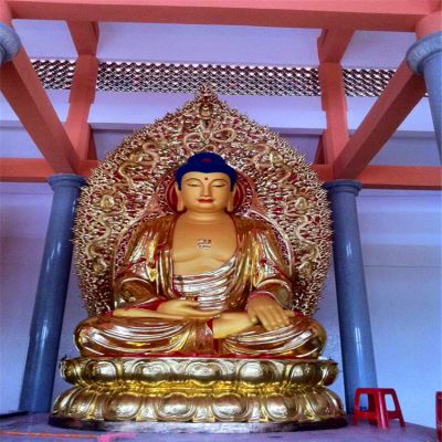 不銹鋼噴金烤漆大型景觀(guān)神佛三寶佛雕塑