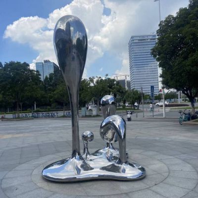 鏡面不銹鋼廣場(chǎng)創(chuàng  )意水滴雕塑