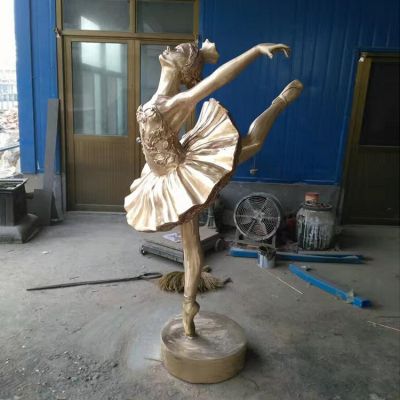 園林廣場(chǎng)不銹鋼噴金烤漆跳芭蕾舞的人物景觀(guān)擺件