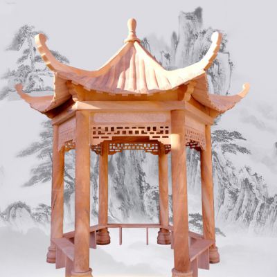 晚霞紅戶(hù)外花園仿古建筑涼亭