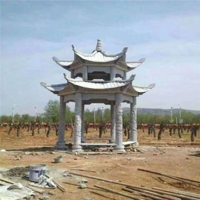 景區園林戶(hù)外擺放雙層六角涼亭雕塑
