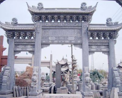 大型鄉村戶(hù)外石雕牌坊雕塑