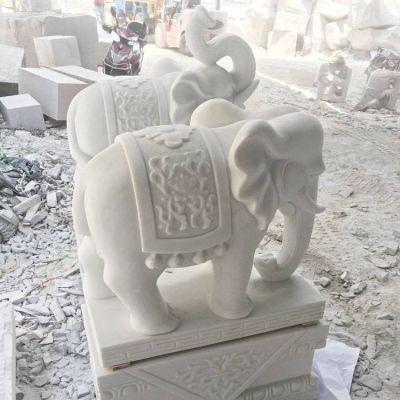 庭院門(mén)口漢白玉石雕鎮宅大象雕塑