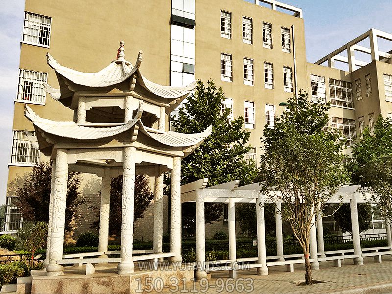學(xué)?；▓@裝飾漢白玉仿古建涼亭花架雕塑