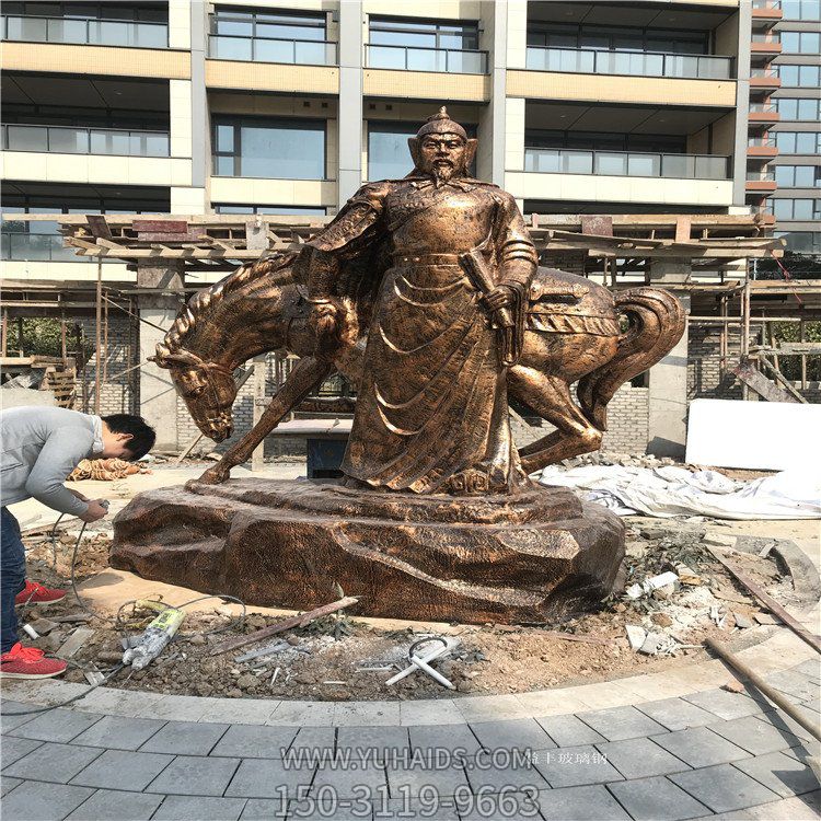 岳飛銅雕，玻璃鋼仿銅歷史名人，民族英雄人物雕塑