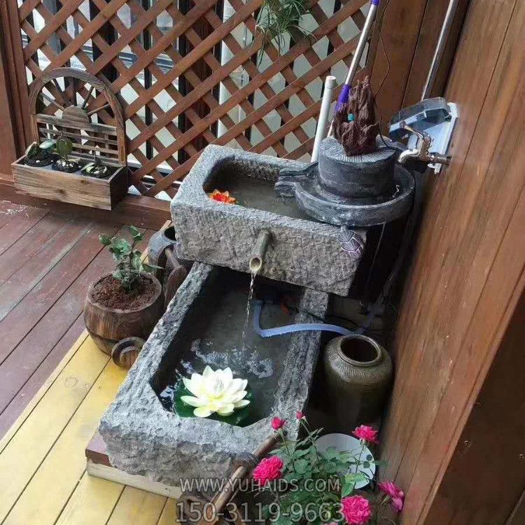 庭院創(chuàng  )意大理石石雕種花的水槽雕塑