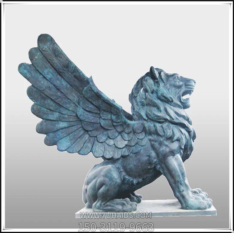 帶翅膀獅子 大型西洋 鑄銅獅子雕像工藝品 景觀(guān)青銅獅子雕像雕塑