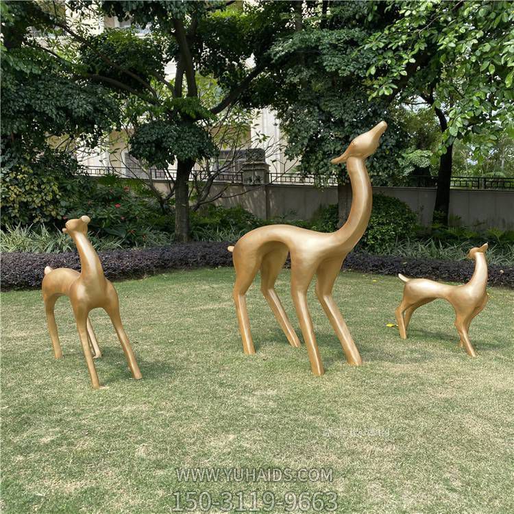 戶(hù)外園林玻璃鋼仿銅抽象動(dòng)物景觀(guān)小鹿雕塑