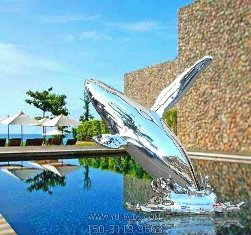 公園擺放的跳躍的玻璃鋼創(chuàng )意鯨魚(yú)雕塑