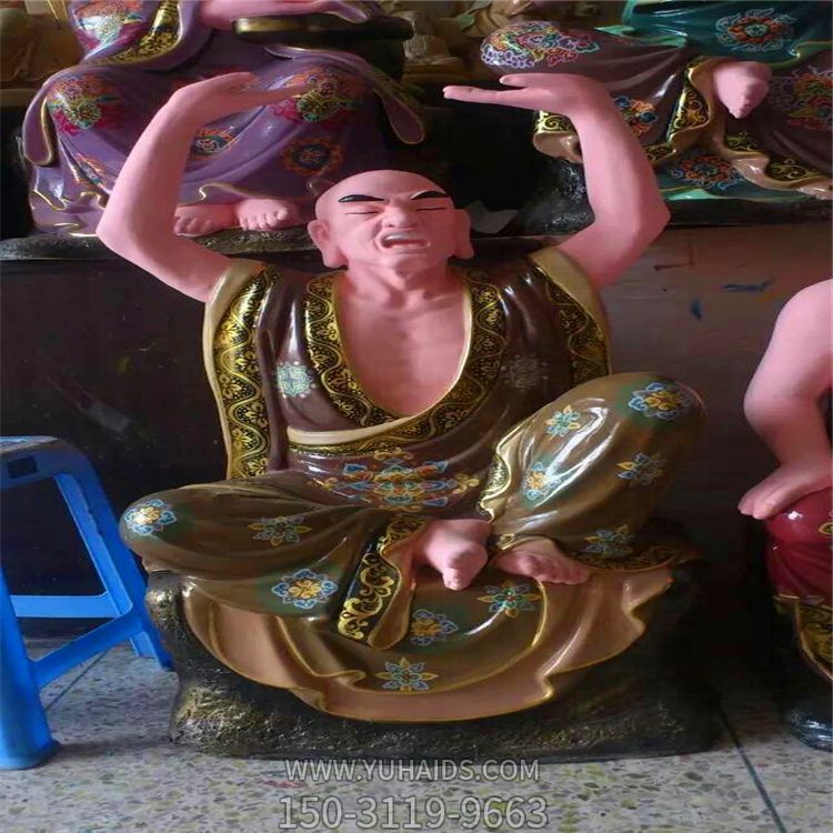 樹(shù)脂彩繪戶(hù)外景區寺廟供奉佛像十八羅漢雕塑