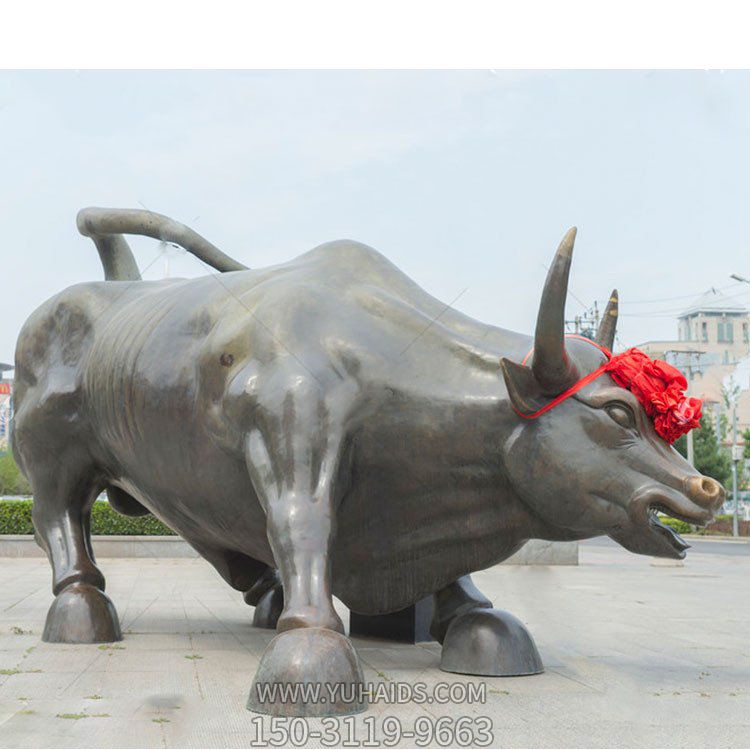 大型園林銅雕廣場(chǎng)企業(yè)農耕牛擺件雕塑