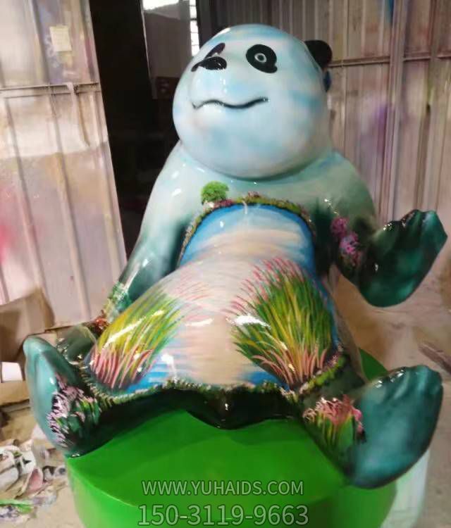 玻璃鋼彩繪創(chuàng  )意熊貓雕塑商場(chǎng)室內裝飾小品