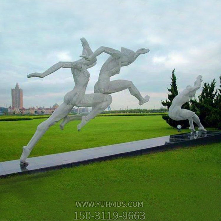 校園廣場(chǎng)運動(dòng)主題不銹鋼抽象跳遠的人物景觀(guān)雕塑