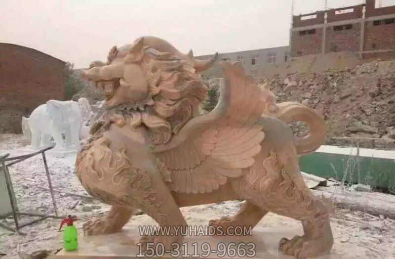戶(hù)外廣場(chǎng)大型神獸景觀(guān)石雕黃蠟石貔貅雕塑