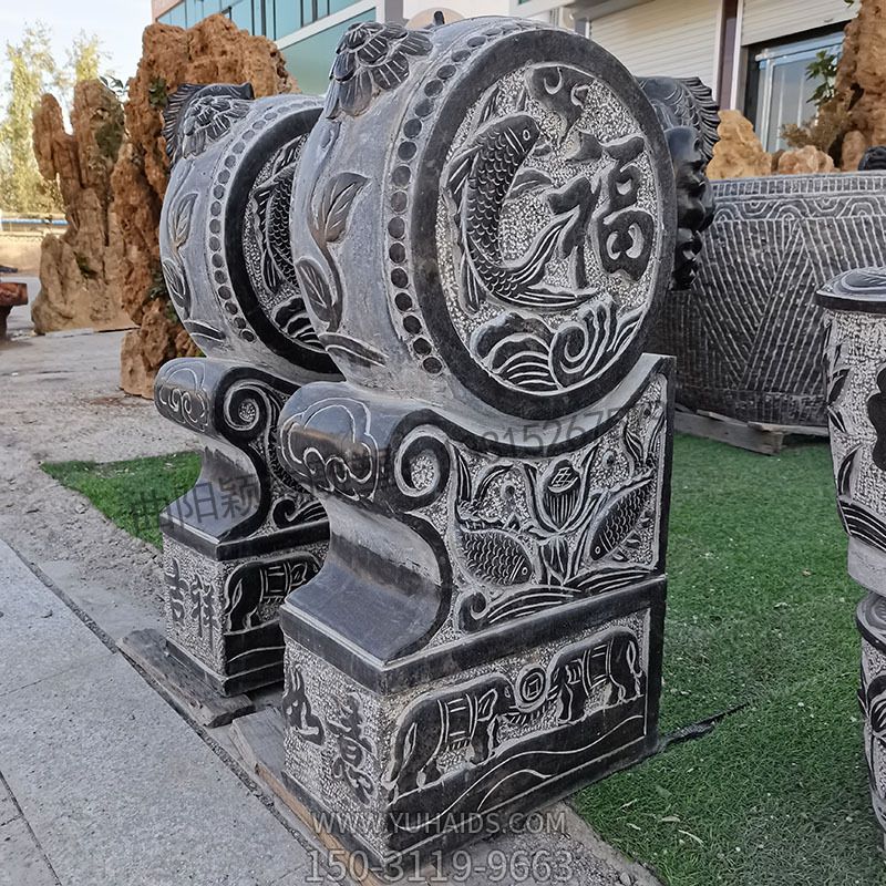 仿古青石門(mén)墩古建園林抱鼓石門(mén)墩吉祥如意門(mén)墩雕刻雕塑