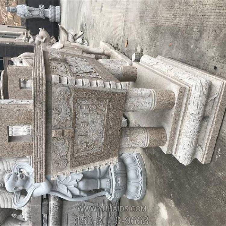寺院戶(hù)外擺放花崗長(cháng)方形香爐青石化寶香爐石雕雕塑