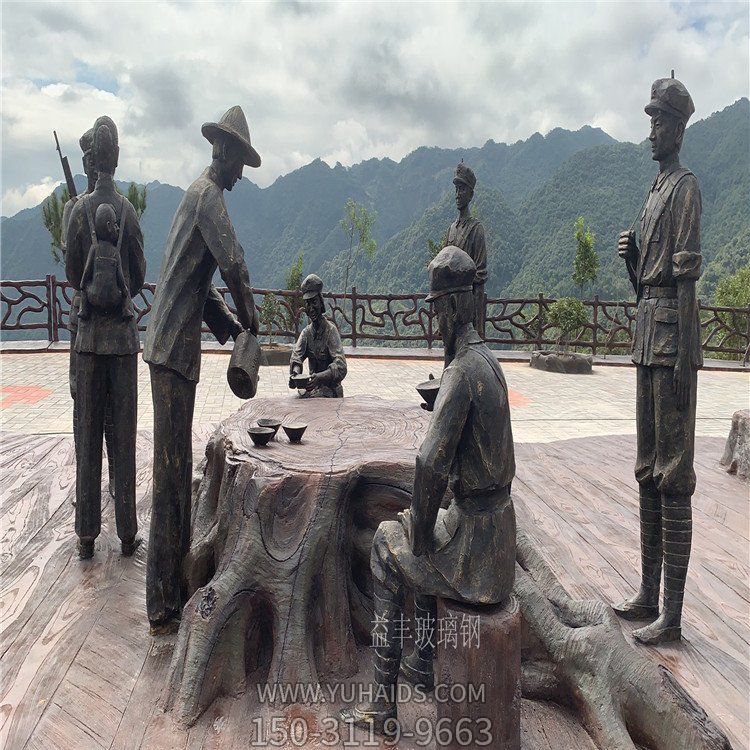 城市街頭情景小品玻璃鋼仿銅園林景觀(guān)人物雕塑