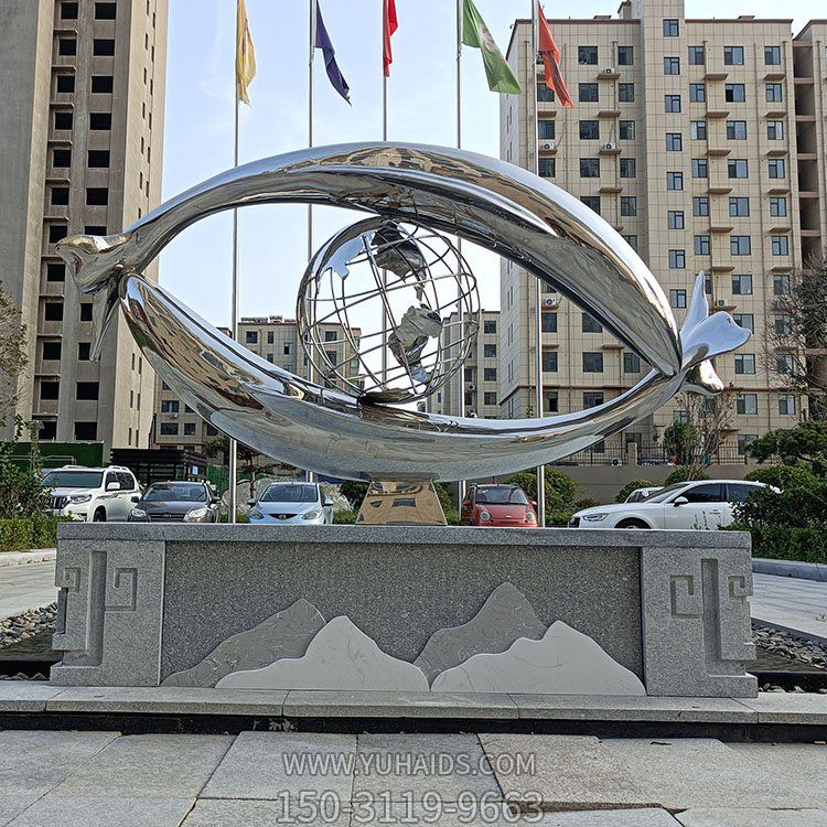 抽象魚(yú)，眼鏡，不銹鋼創(chuàng  )意景觀(guān)標識雕塑