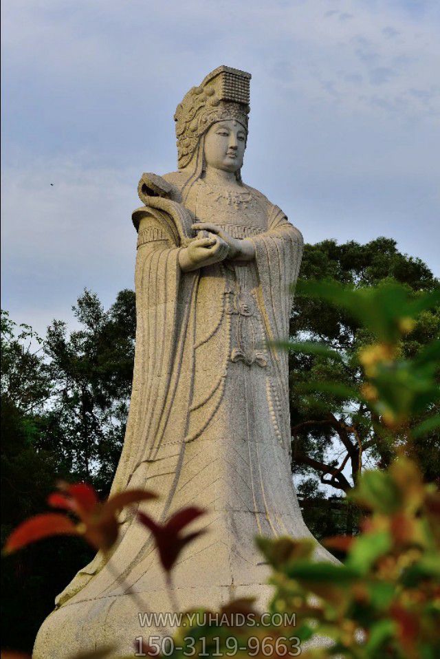 戶(hù)外大型景觀(guān)大理石石雕媽祖雕塑