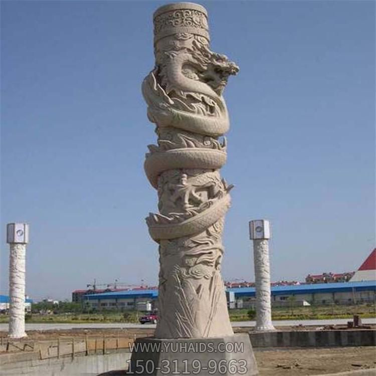 大理石石雕盤(pán)龍景觀(guān)龍柱雕塑