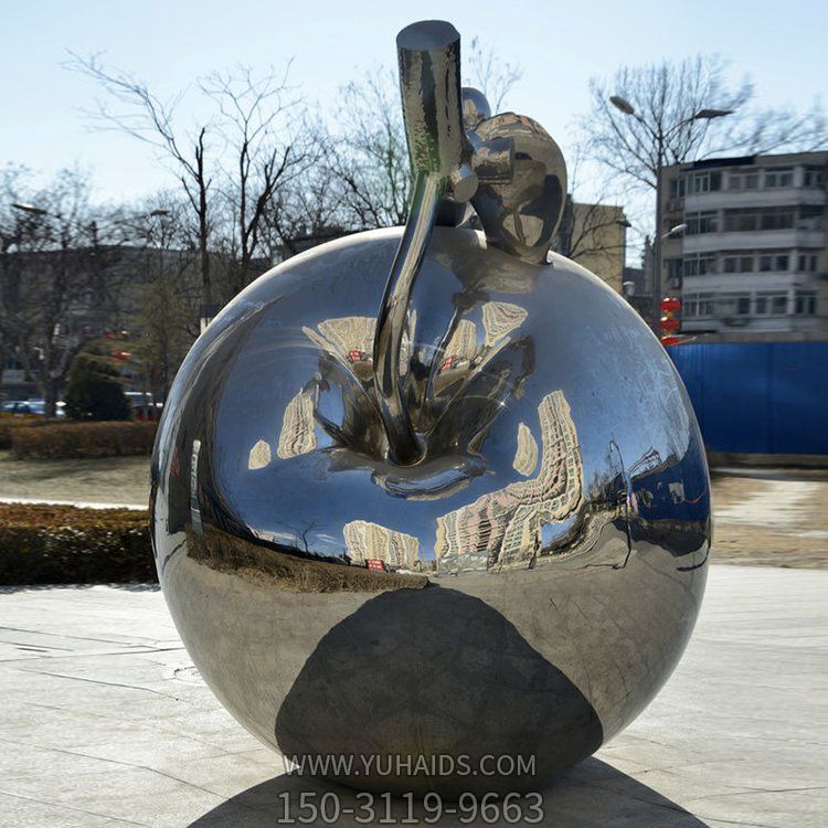 不銹鋼鏡面園林大型戶(hù)外景觀(guān)擺件蘋(píng)果雕塑