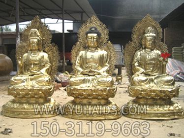 戶(hù)外景區創(chuàng )意銅雕三圣雕塑