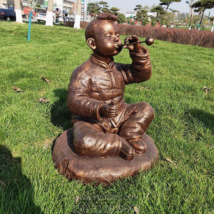童趣系列人物，吹泡泡的小男孩雕塑