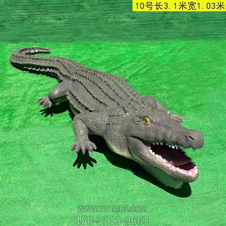玻璃鋼鱷魚(yú)，仿真爬行動(dòng)物雕塑