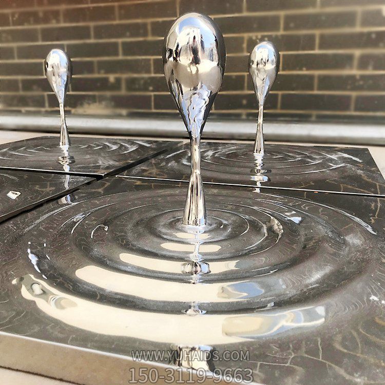不銹鋼鏡面水波紋滴水景觀(guān)擺件雕塑
