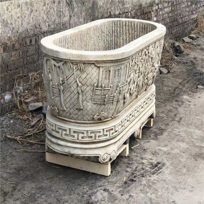 漢白玉仿古石槽，深水槽