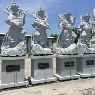 景區寺廟戶(hù)外擺放大理石雕刻四大天王神像