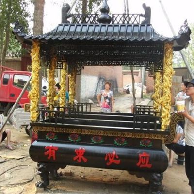 寺廟室外長(cháng)形寶蓋香爐銅雕塑
