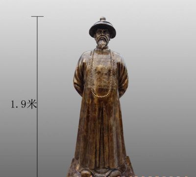 觀(guān)光景區擺放晚清朝硝煙英雄純銅雕像