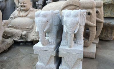 戶(hù)外漢白玉石雕大象雕塑