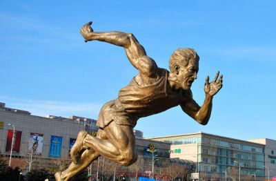 廣場(chǎng)奔跑運動(dòng)員人物玻璃鋼仿銅雕塑